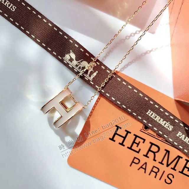 Hermes首飾品 愛馬仕H白色琺瑯項鏈 Hermess925純銀女項鏈  zgh1514